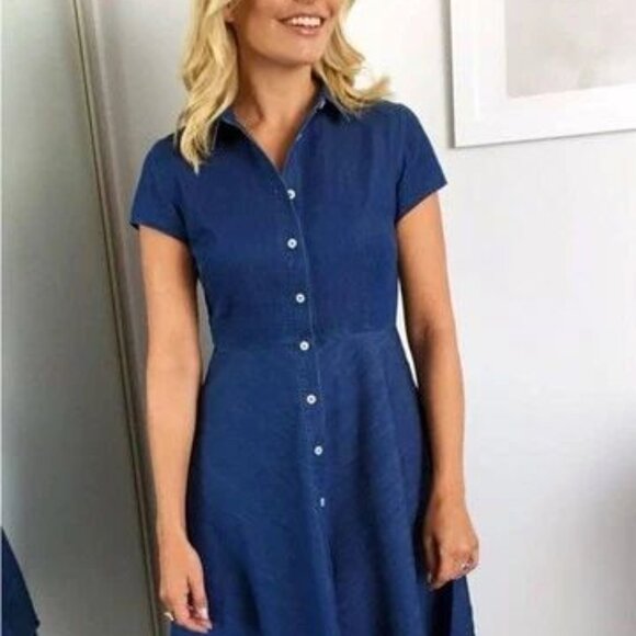 PAIR WITH BOOTS & CARDI FOR   FALL/WINTER!!!  Boden Cotton Button-Front Dress - Picture 1 of 4